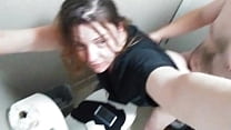 Slut gets fucked in bathroom