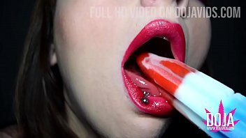 Big Stretched Pierced Tongue Mouth Fetish Popsicle Tease