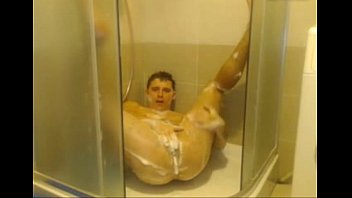 Stud Plays His Ass Hole in Shower - menoncum.com