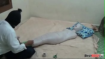 [Uncensored] A Young Girl Wrapped Into A Mummy and Helpless in The Bedroom