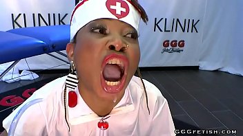 Ebony nurse mimi gets cumshots and shows cums play