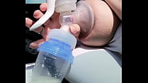Pumping my milk tits empty in the car