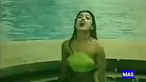 Poly sexy song(Poly's nipples are slightly visible through her wet green bikini top)